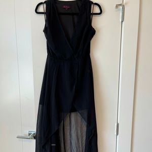 Black flowy dress. Short front, long back. Worn once. Uk 10 US 8